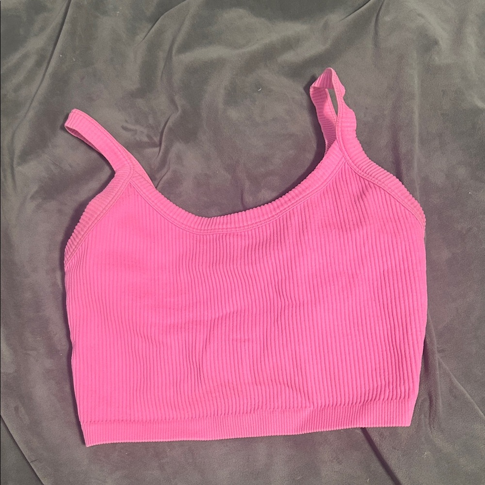Pink Ribbed Women's Crop Top